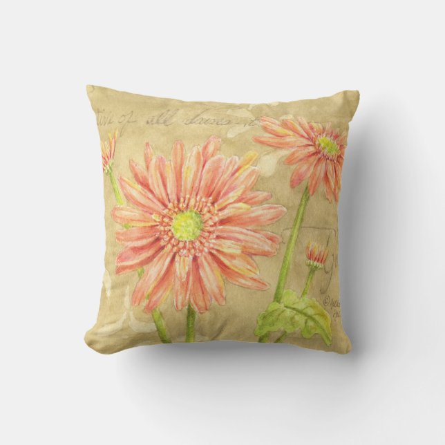 Kussensloop Daisy Tuin Notities Katoen 16 x 16 Kussen (Voorkant)