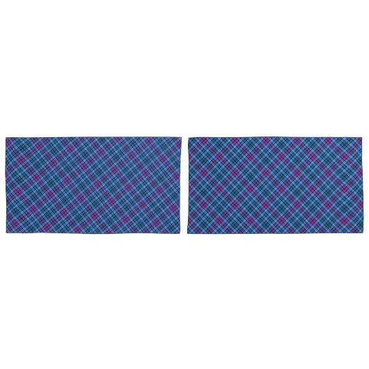 Kussensloop Hoesjes - Tartan Blauw Roze Paars (Voorkant-Set)