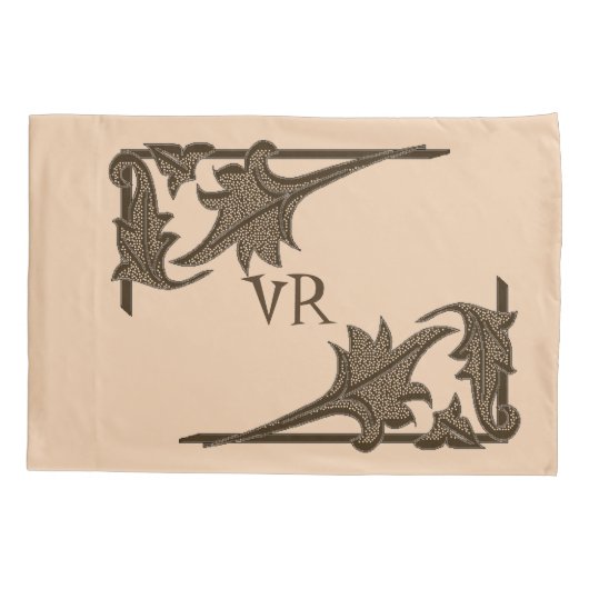 Kussensloop - Leafy Brackets met Initialen (Achterkant-Links)