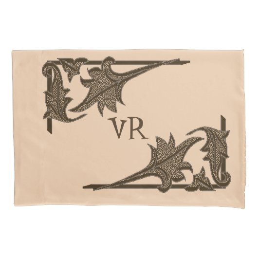 Kussensloop - Leafy Brackets met Initialen (Voorkant-Links)