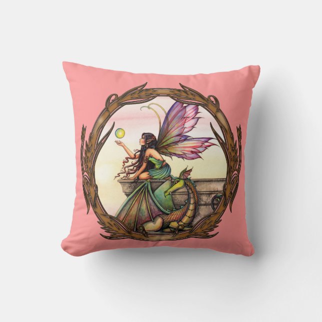 Kussensloop met fee en draak van Dragon's Orbs Kussen (Voorkant)