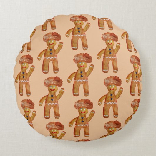 Kussensloop met peperkoekmannetje met afro kapsel rond kussen (Voorkant)