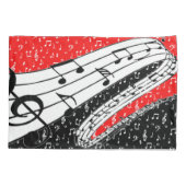 Kussensloop met rood en zwart muziekthema (Achterkant)