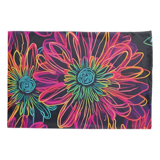 Kussensloop Neon roze bloemen (Achterkant)