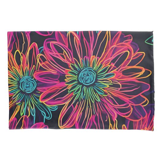 Kussensloop Neon roze bloemen (Voorkant)