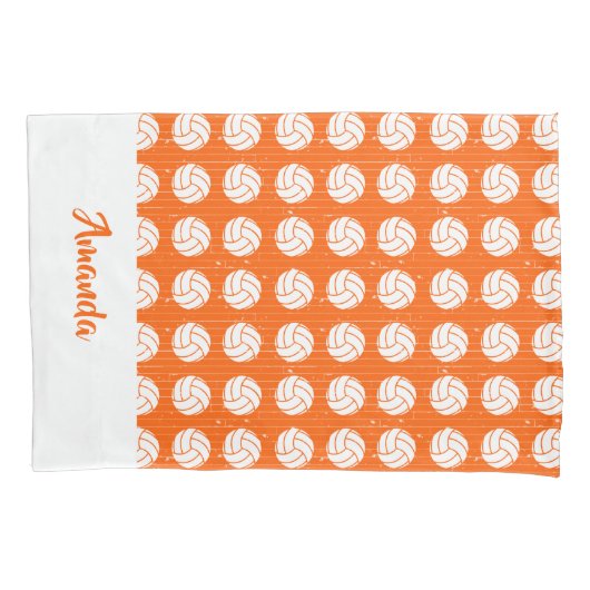 Kussensloop Oranje en wit Volleybalpatroon (Voorkant)