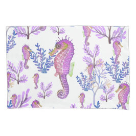 Kussensloop Seahorse Beachy Coastal Roze Paarse