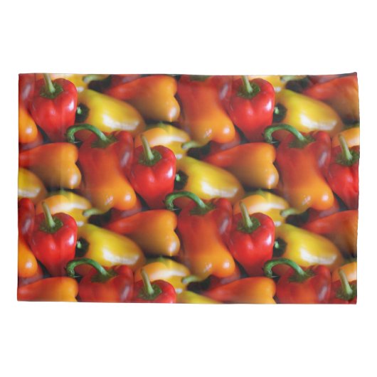 Kussensloop van rode en gele paprika's (Achterkant)
