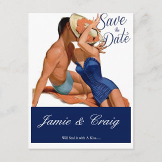  Kust 1950's Sla de Post Card op Save The Date