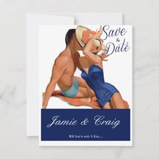 Kust 1950's Sla de Post Card op Save The Date (Voorkant)