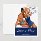 Kust 1950's Sla de Post Card op Save The Date (Voorkant / Achterkant)
