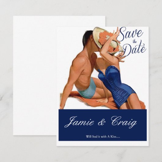 Kust 1950's Sla de Post Card op Save The Date (Voorkant / Achterkant)