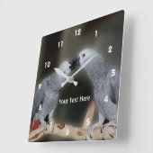 Kust African Gray Parrots Animal Vierkante Klok (Hoek)