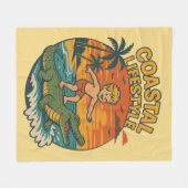 Kust Alligator Surfing | Retro Surf Strand Fleece Deken (Voorkant (Horizontaal))