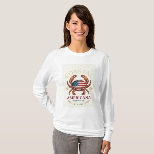 Kust-Amerikaanse Krab Lange Mouwen T-shirt (Voorkant volledig)