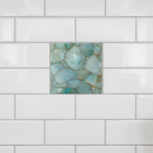 Kust Aqua Agate Goud Mozaïek