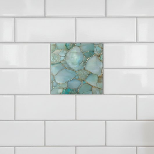 Kust Aqua Agate Goud Mozaïek Tegeltje