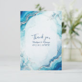 Kust Aqua Agate Luxe marmeren Huwelijk Bedankkaart (Staand voorkant)
