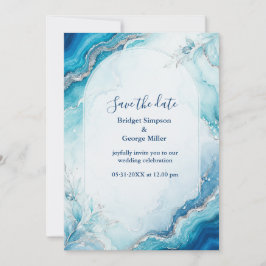 Kust Aqua Agate Luxe marmeren Huwelijk Kaart