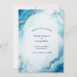 Kust Aqua Agate Luxe marmeren Huwelijk Kaart