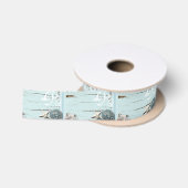 Kust aqua blauwe strand hout zeester schelp satijnen lint (Spoel)
