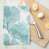 Kust Aqua Blue Coral Zee Fans Keukenhanddoeken (Quarter Fold)