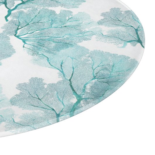 Kust Aqua Blue Coral Zee Fans Snijplank (Hoek)