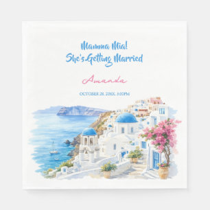 Kust Aquarel Santorini Griekenland Bruidsdouche Servet