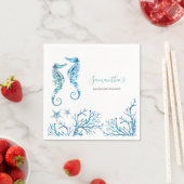Kust Aquarel Zeepaardje Persoonlijke Servetten (Insitu)