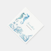 Kust Aquarel Zeepaardje Persoonlijke Servetten (Hoek)