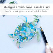 Kust Aquarel Zeeschildpad Strand Kerstkaart Feestdagen Kaart