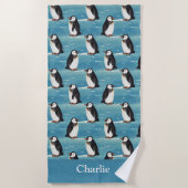 Kust Arctische Dier Pinguïn Strandlaken (Voorkant)