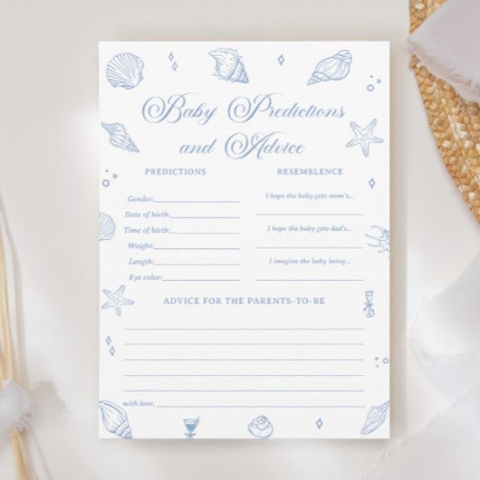 Kust Baby shower Baby voorspellingen Game Kaart