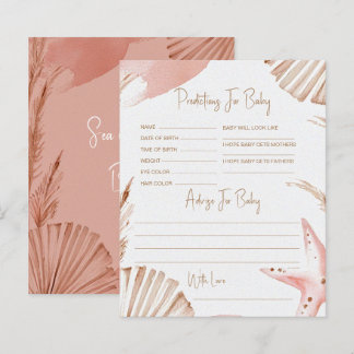 Kust Baby Shower Voorspellingsspel Advieskaarten