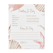 Kust Baby Shower Voorspellingsspel Advieskaarten