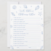 Kust Baby shower Wie Weet Mama Beste Game Kaart (Voorkant)