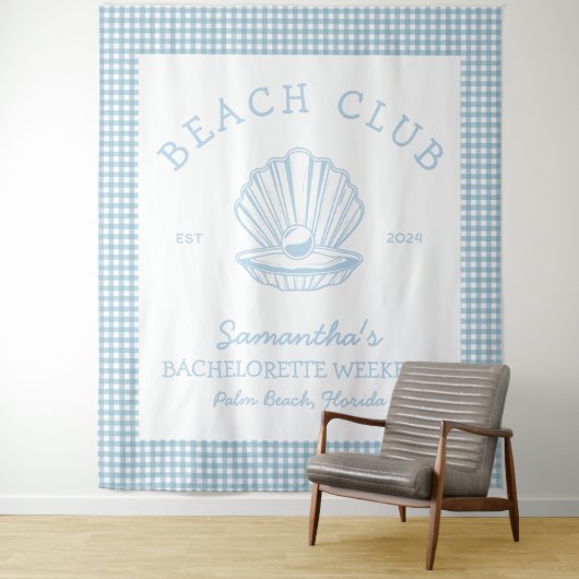 Kust Bachelorette blauw strand club Wandkleed (In situ)