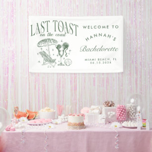 Kust Bachelorette Cocktailparty Groen Spandoek