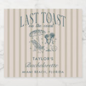 Kust Bachelorette Cocktailparty Marineblauw Sparkling Wijnetiket (Enkel label)