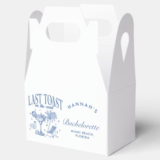 Kust Bachelorette Modern Cocktail Party Blauw Bedankdoosjes (Geopend)