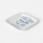 Kust Bachelorette Modern Cocktail Party Blauw Papieren Bordje (Gebogen)