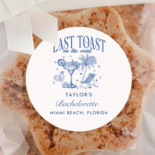 Kust Bachelorette Modern Cocktail Party Blauw Ronde Sticker