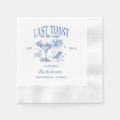 Kust Bachelorette Modern Cocktail Party Blauw Servet (Voorkant)