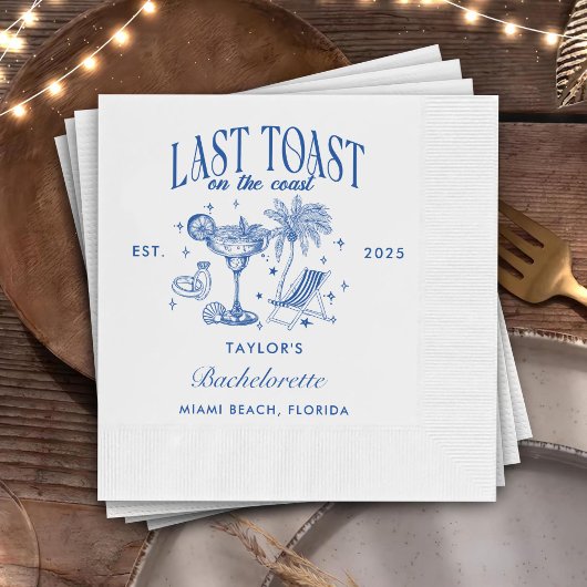 Kust Bachelorette Modern Cocktail Party Blauw Servet