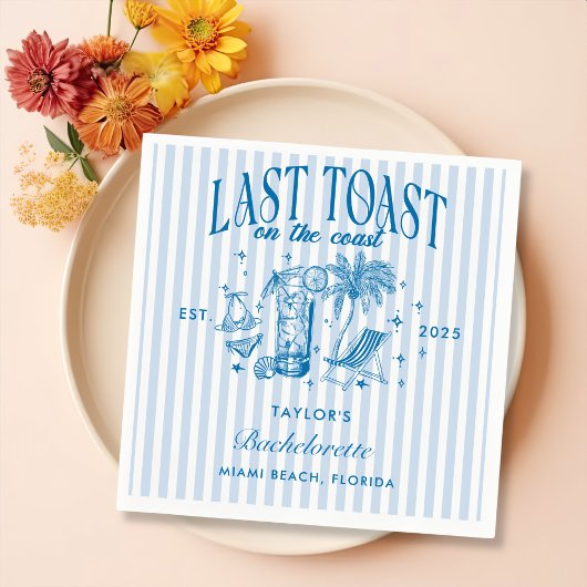 Kust Bachelorette Modern Cocktail Party Blauw Servet