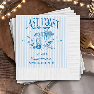 Kust Bachelorette Modern Cocktail Party Blauw Servet