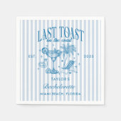 Kust Bachelorette Modern Cocktail Party Blauw Servet (Voorkant)