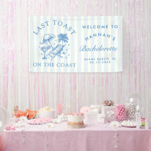 Kust Bachelorette Modern Cocktail Party Blauw Spandoek