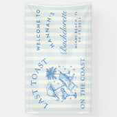 Kust Bachelorette Modern Cocktail Party Blauw Spandoek (Verticaal)