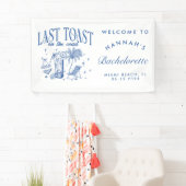 Kust Bachelorette Modern Cocktail Party Blauw Spandoek (Insitu)